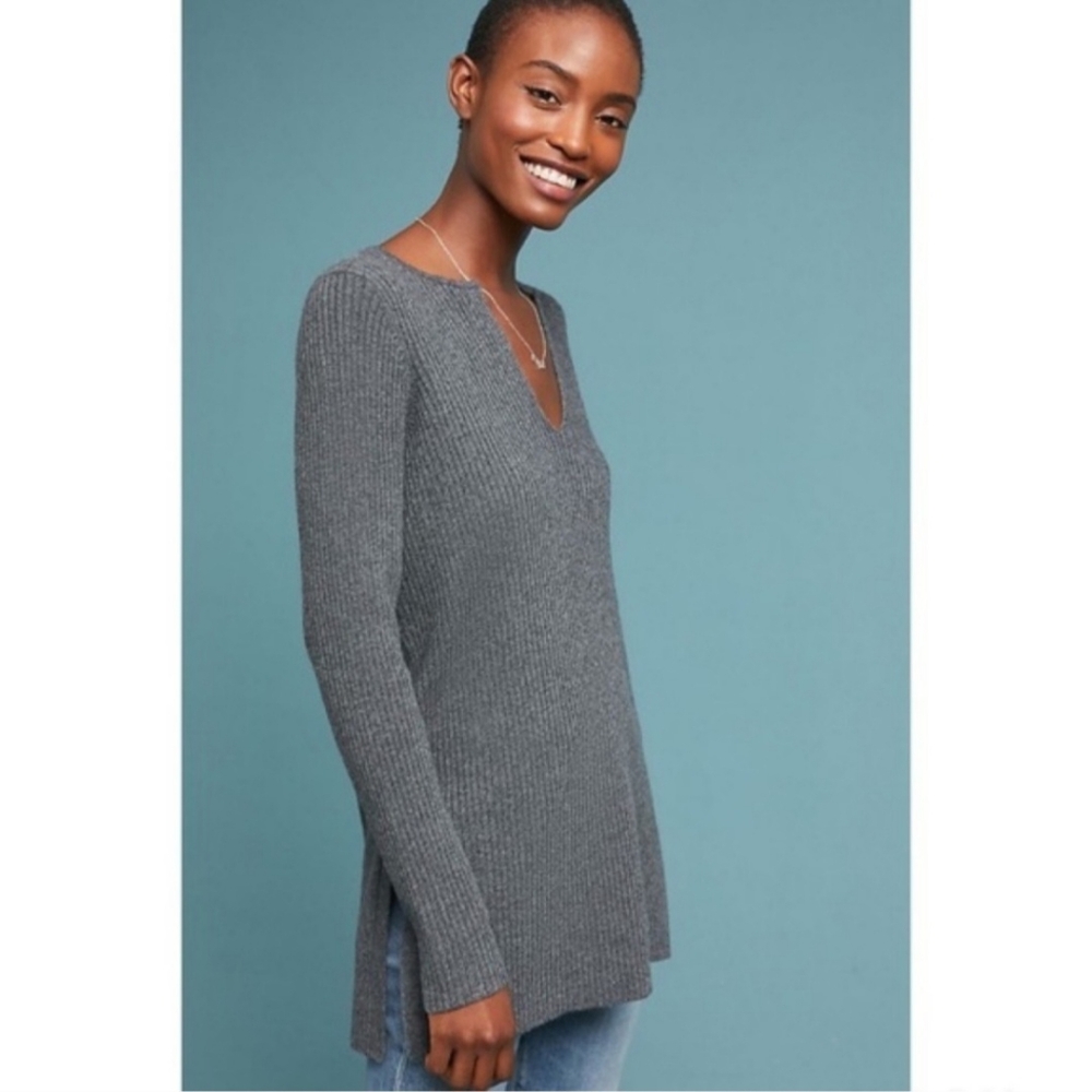 ett:twa by Anthropologie Amrita Dark Gray Wool Blend Tunic Sweater